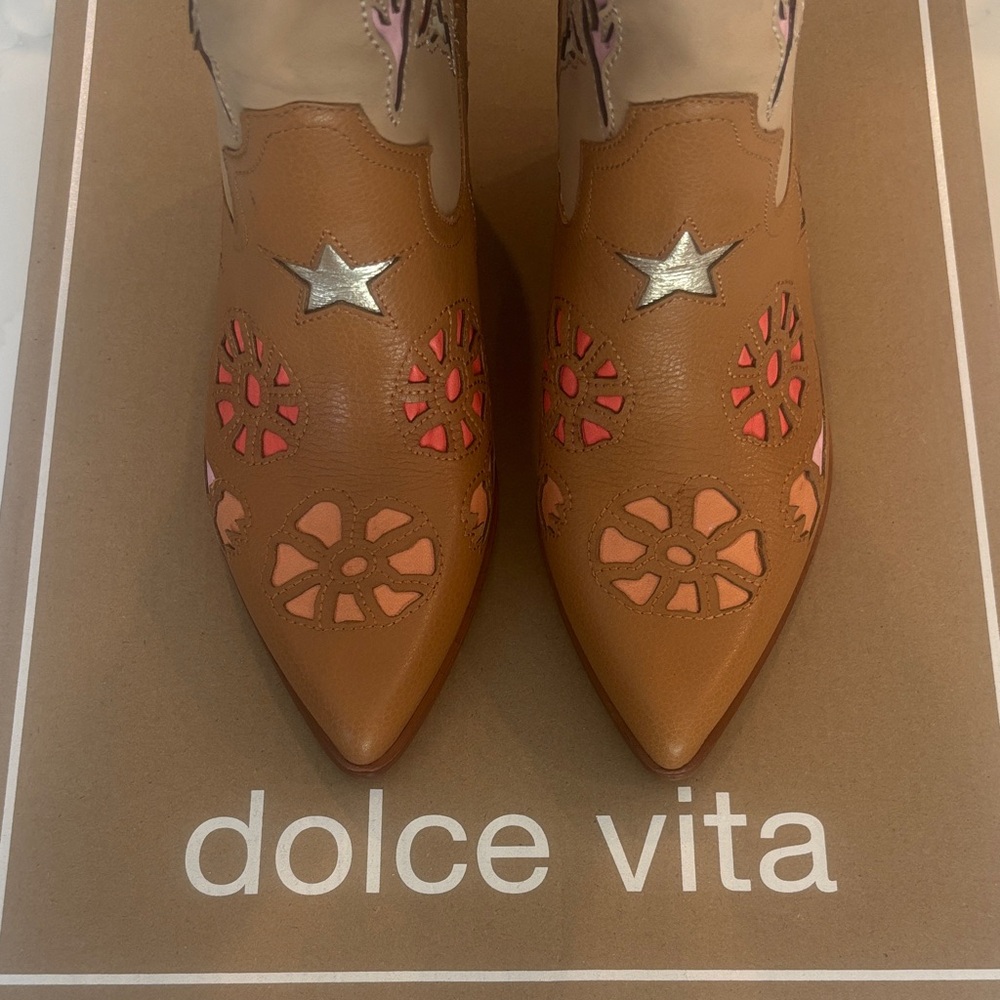 Western Boots Leather Tan Multi by Dolce Vita Size 7.5 NWT - Picture 11 of 13